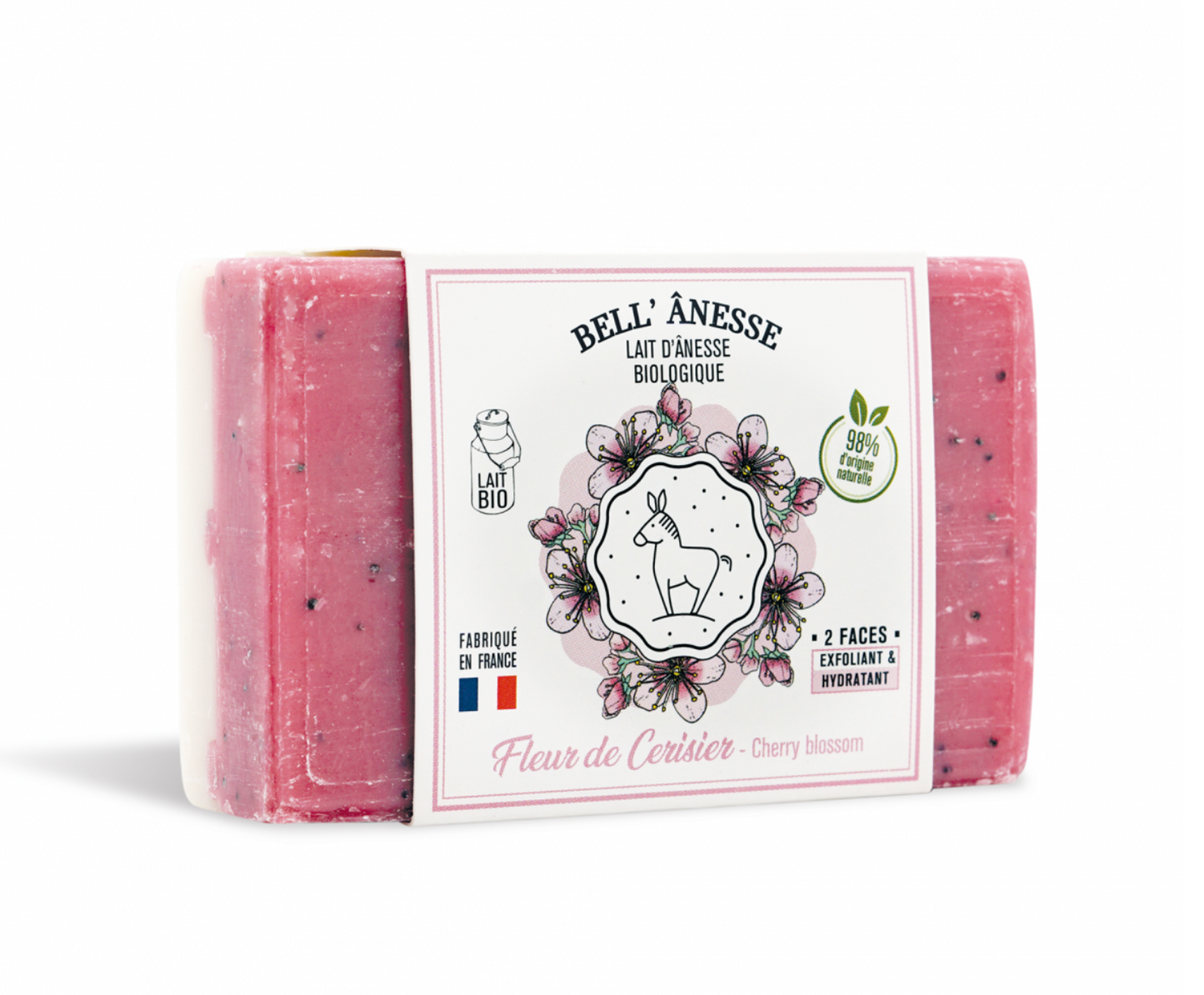 Double-Sided Donkey Milk Soap Cherry Blossom Scent 125g - Bell Ânesse