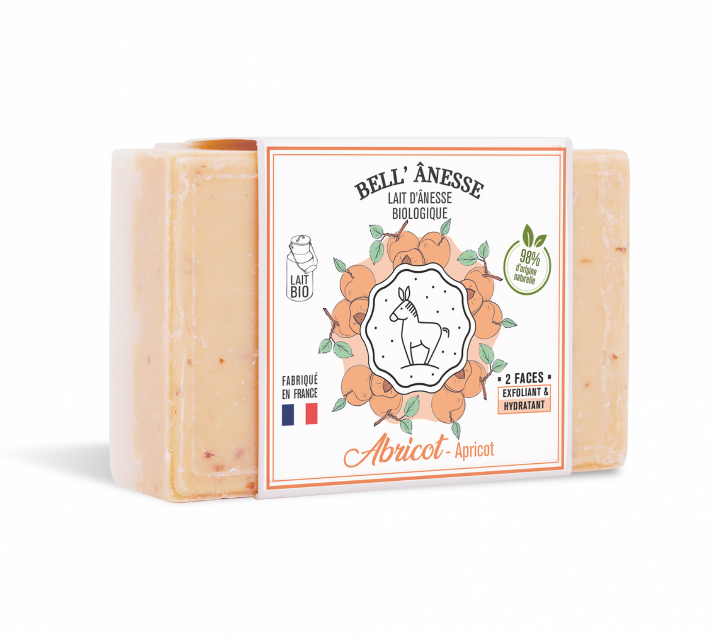 Double-Sided Donkey Milk Soap Apricot Scent 125g - Bell Ânesse