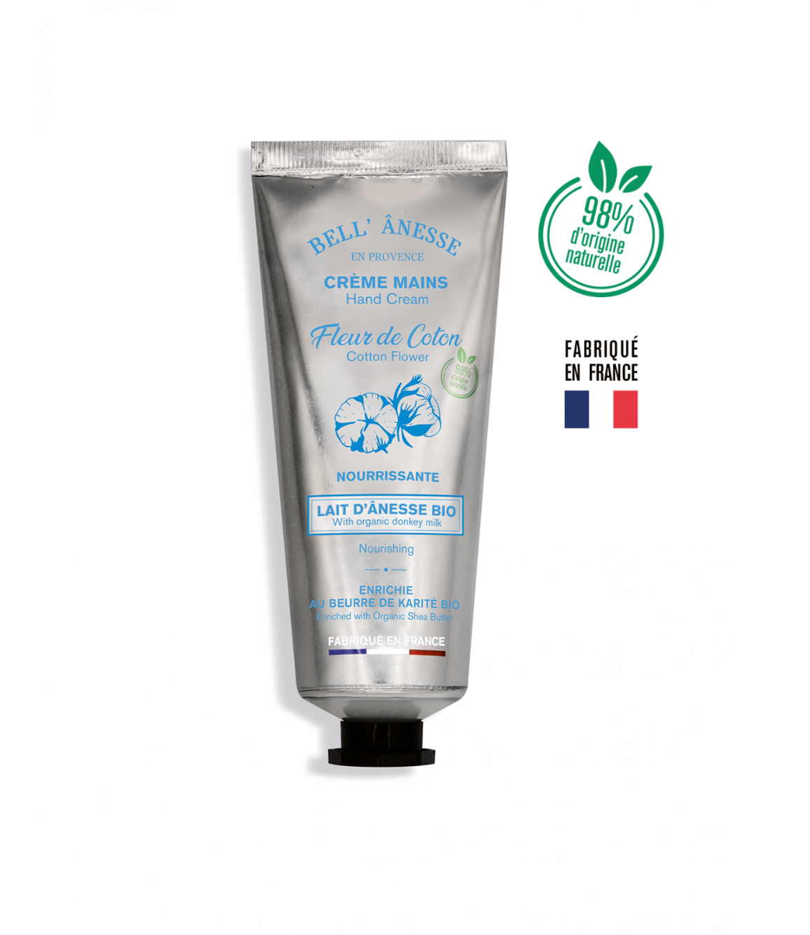 Organic Donkey Milk Hand Cream with Cotton Flower 75ml - Bell Donkey