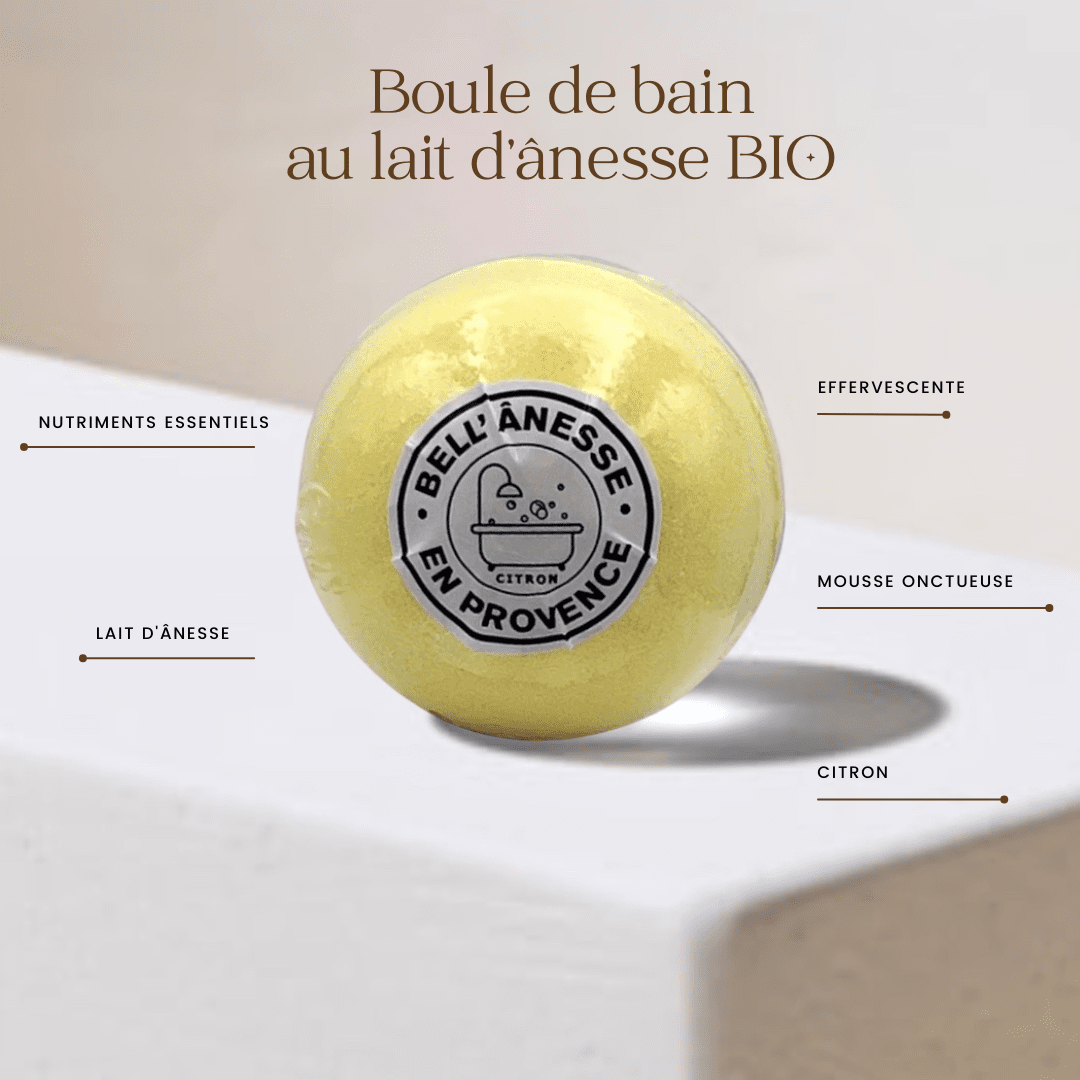 Boule de Bain au Lait d'Ânesse Senteur Citron 180g - Bell Ânesse