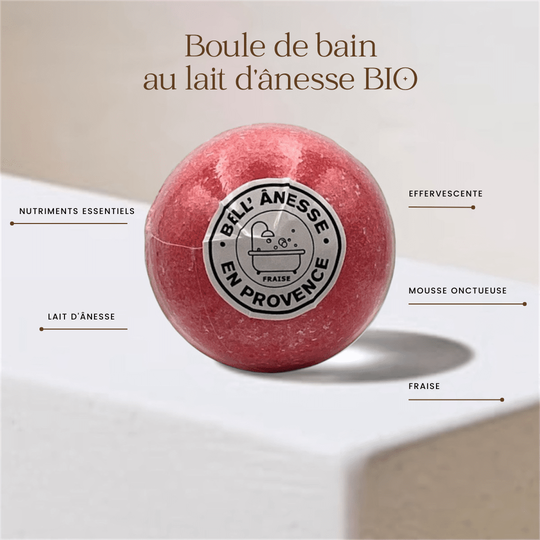 Boule de Bain au Lait d'Ânesse Senteur Fraise 180g - Bell Ânesse