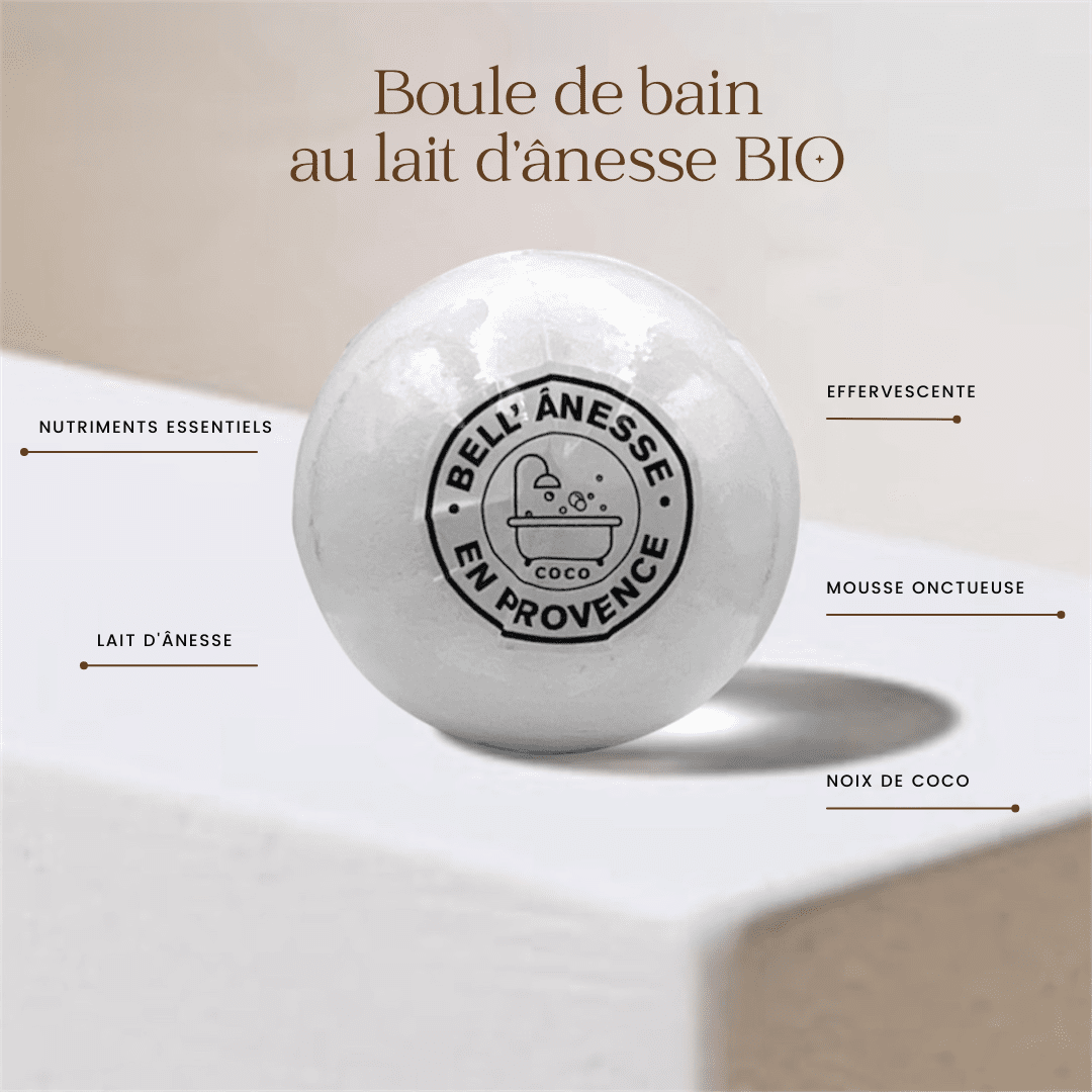 Boule de Bain au Lait d'Ânesse Senteur Noix de Coco 180g - Bell Ânesse