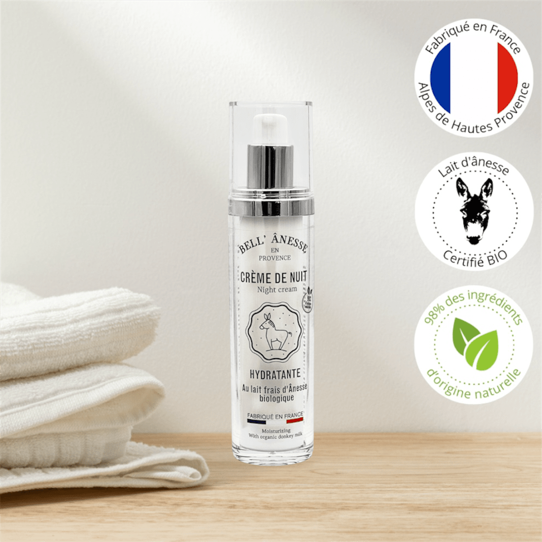 Crème de Nuit au Lait d'Ânesse Bio 50ml - Bell Ânesse
