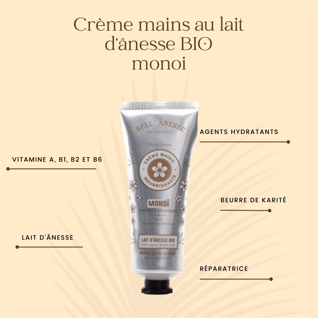 Crème Mains au Lait d'Ânesse et Monoï Bio 75ml - Bell Ânesse