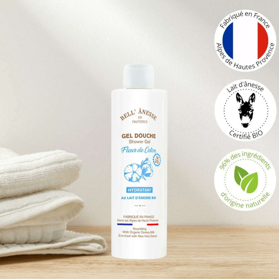 Organic Donkey Milk Shower Gel with Cotton Flower 250ml - Bell Donkey