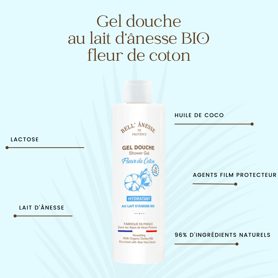 Gel Douche au Lait d'Ânesse et Fleur de Coton Bio 250ml - Bell Ânesse