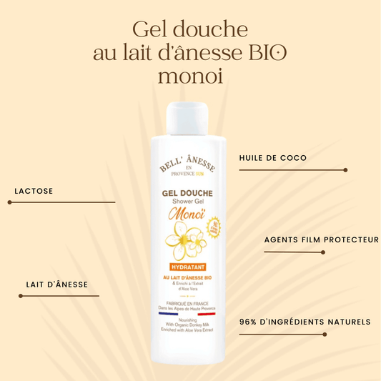 Organic Donkey Milk Shower Gel with Monoi Oil 250ml - Bell Donkey