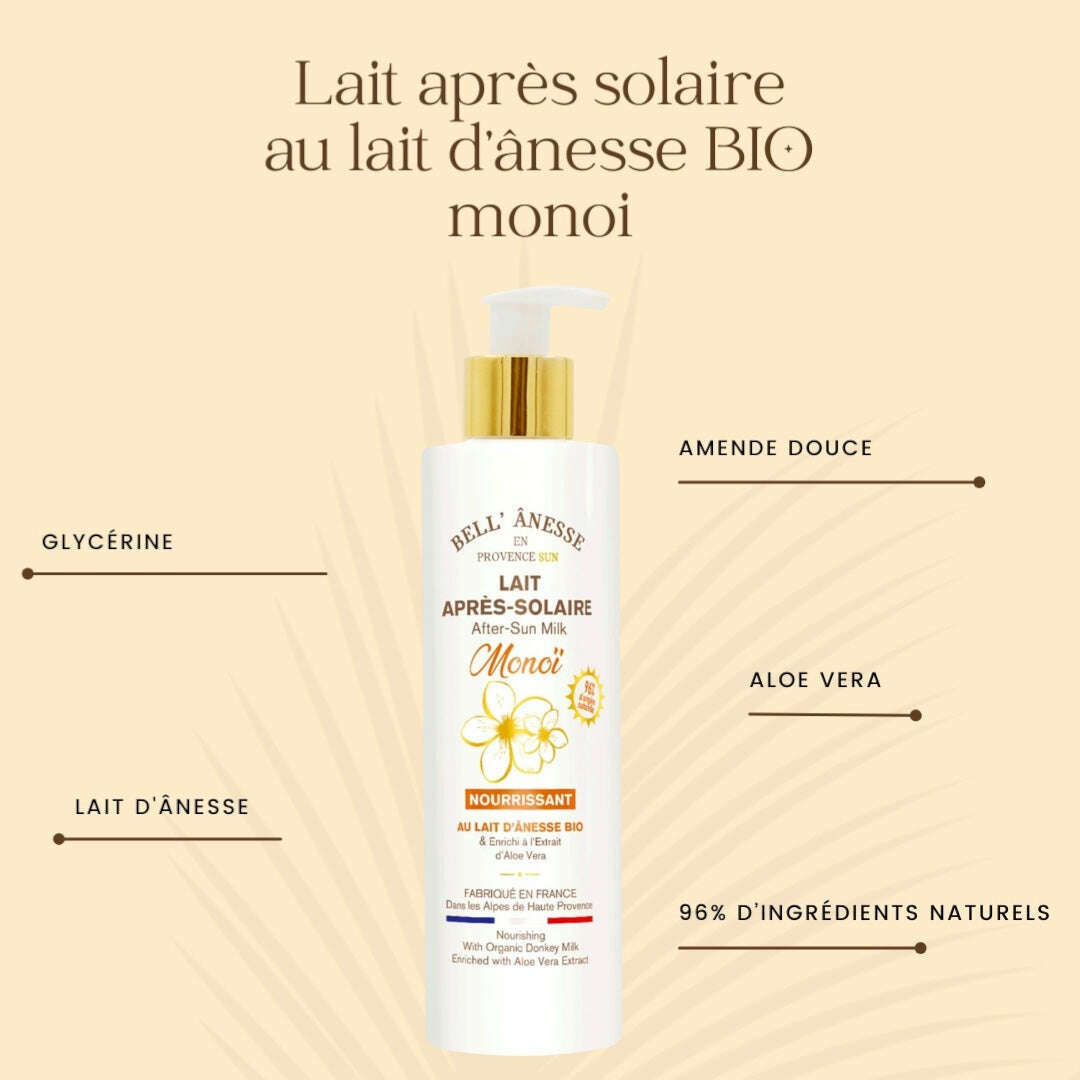 Lait Après Solaire au Lait d'Ânesse et Monoï Bio 250ml - Bell Ânesse