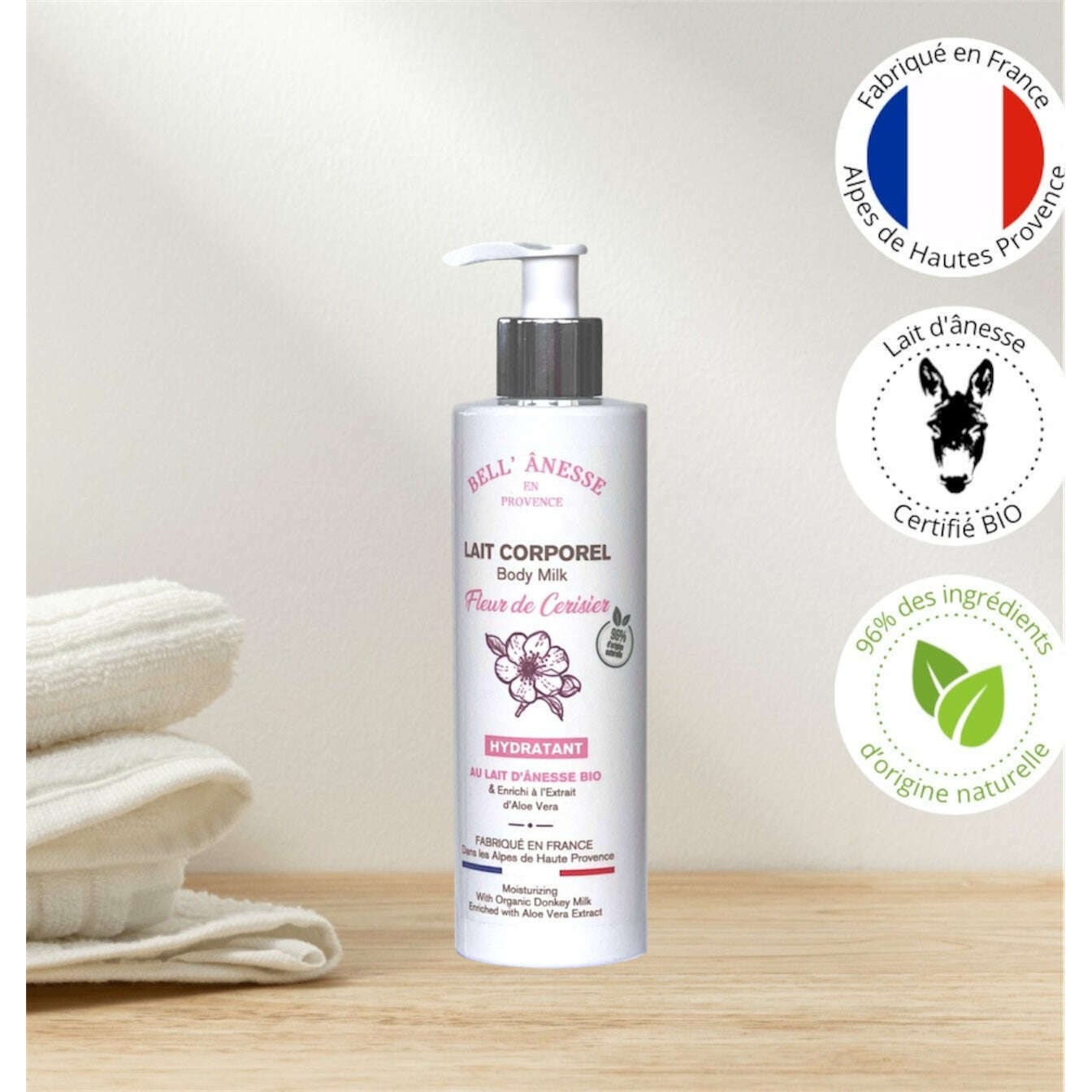 Lait Corporel au Lait d'Ânesse Bio Fleur de Cerisier 250ml - Bell Ânesse
