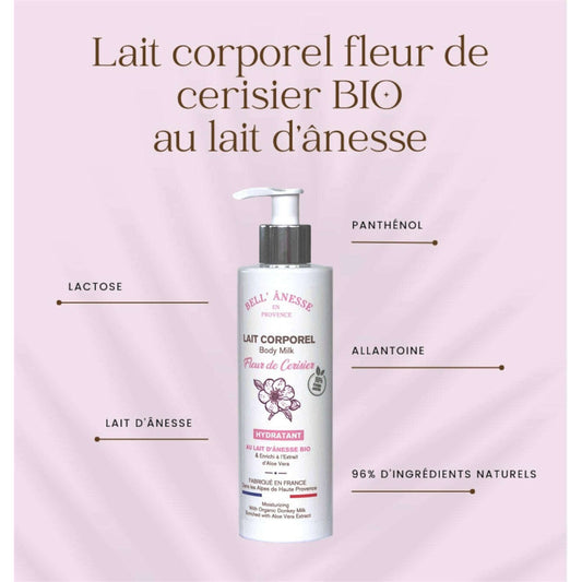Body Lotion with Organic Donkey Milk Cherry Blossom 250ml - Bell Ânesse