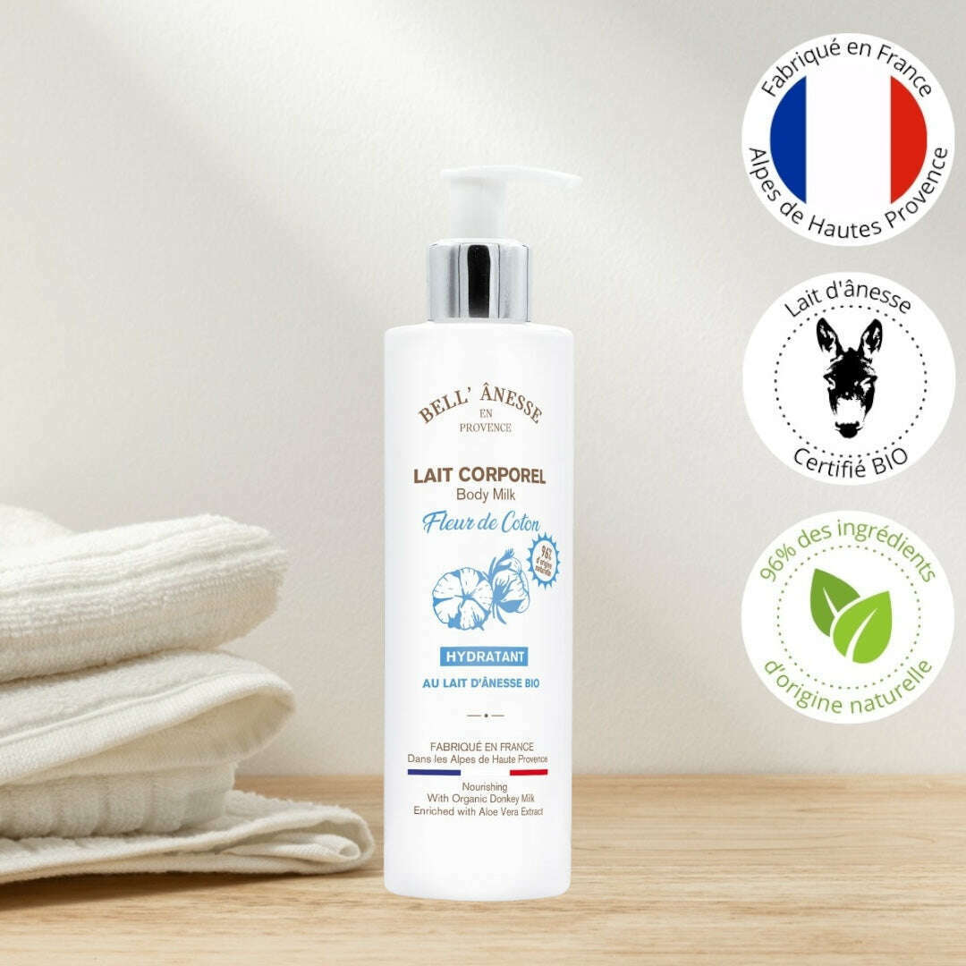 Organic Donkey Milk Body Lotion with Cotton Flower 250ml - Bell Donkey