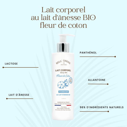 Organic Donkey Milk Body Lotion with Cotton Flower 250ml - Bell Donkey