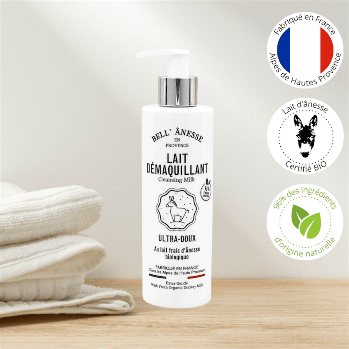 Lait Démaquillant au Lait d'Ânesse Bio 250ml - Bell Ânesse