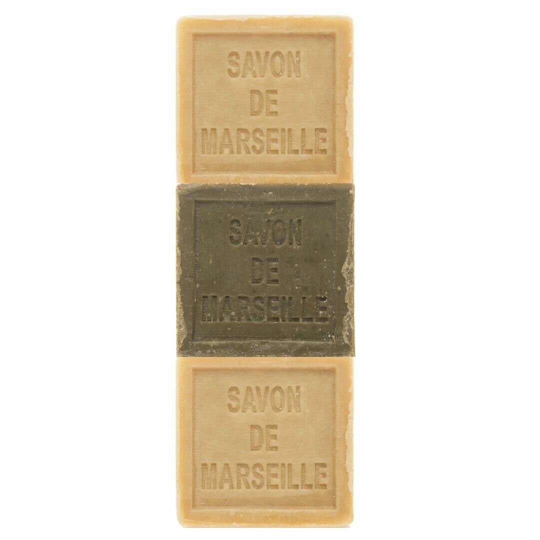 Lot de 3 Savons de Marseille Cube Naturel et Olive - Fer à Cheval