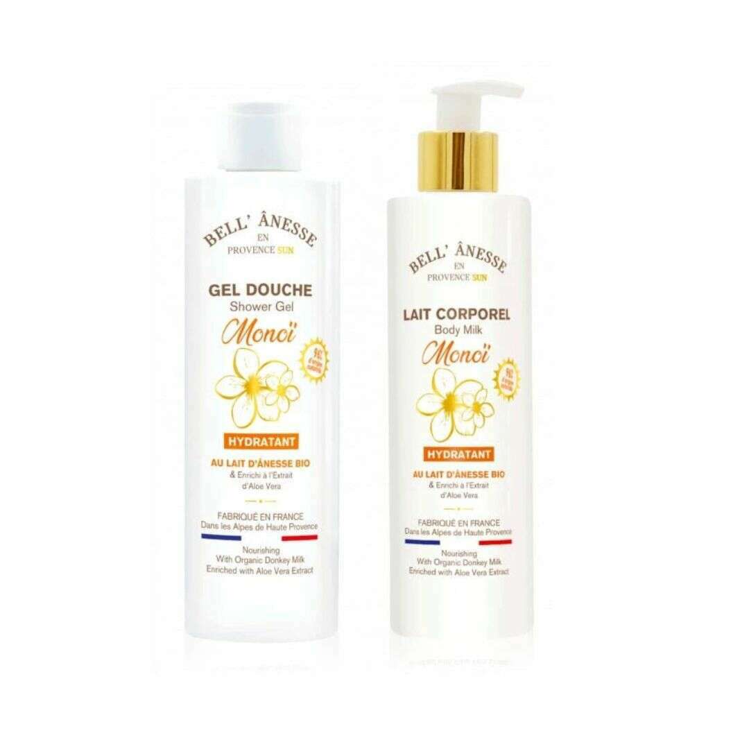 Gel Douche et Lait Corporel au Lait d'Ânesse et Monoï Bio 250ml - Bell Ânesse