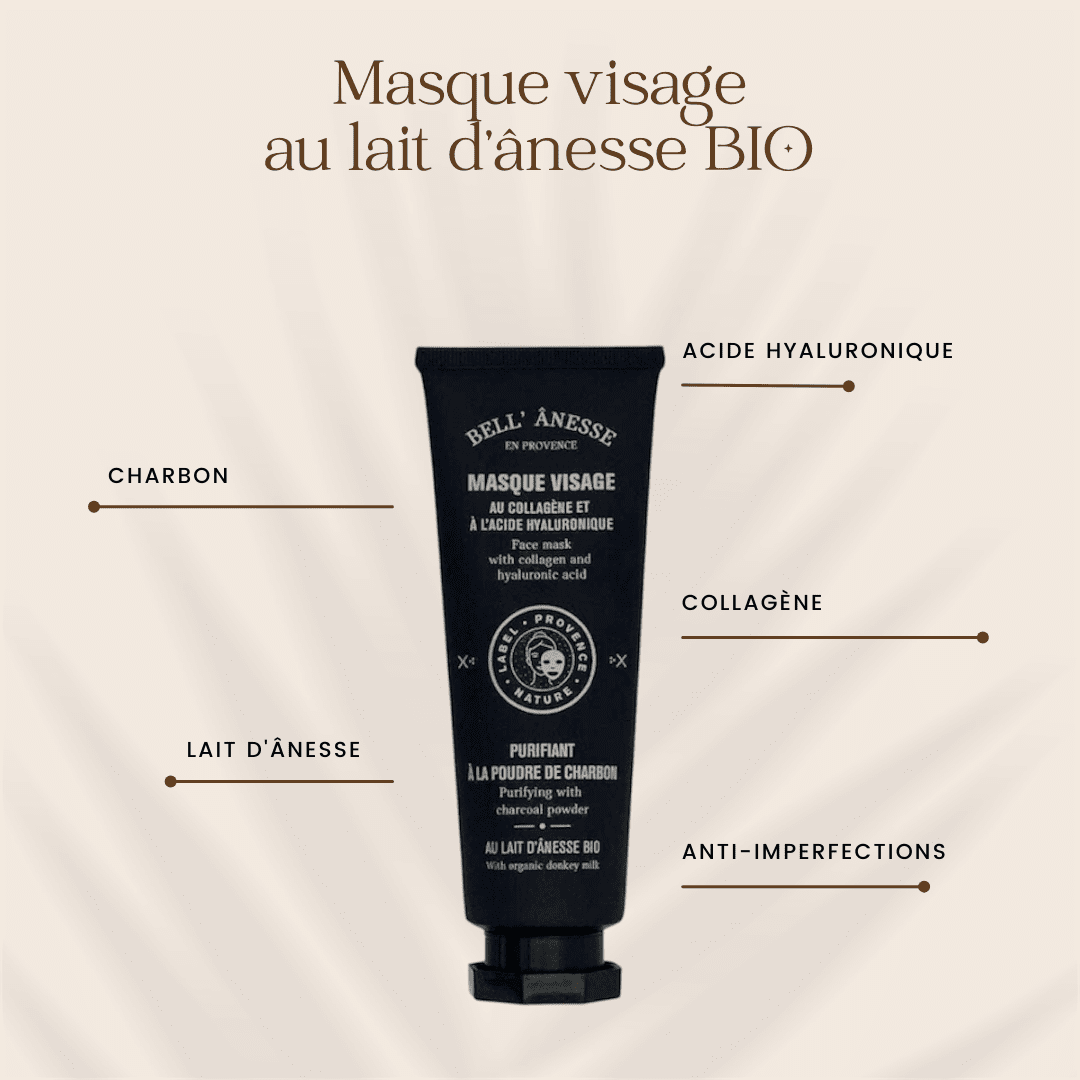 Masque Visage Purifiant au Lait d'Ânesse et Charbon 120ml - Bell Ânesse