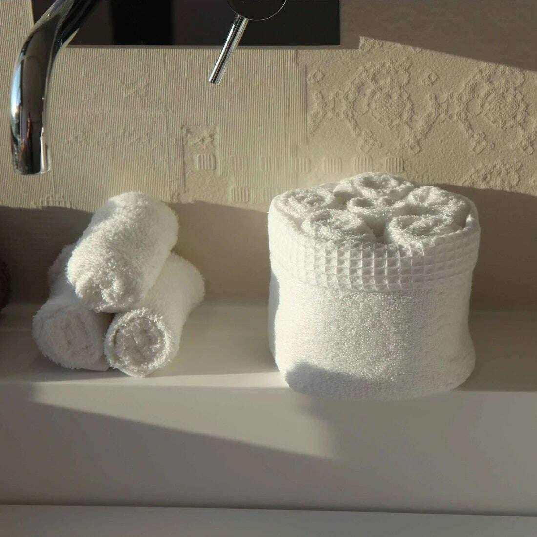 Panier 100% Coton avec 6 serviettes Invités Blanc - Sud Étoffe
