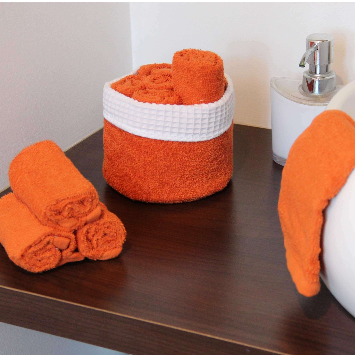 Panier 100% Coton avec 6 serviettes Invités Orange - Sud Étoffe