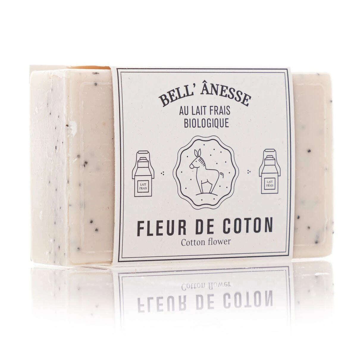 Savon Double Face au Lait d'Ânesse Senteur Fleur de Coton 125g - Bell Ânesse