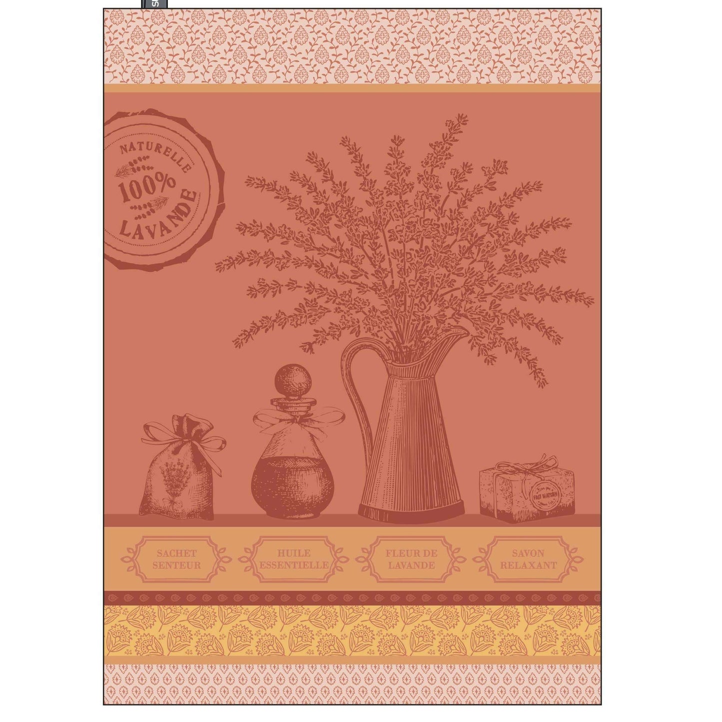 Torchon Fils Teints Orange Lavande 100% Coton 50x70cm - Sud Étoffe