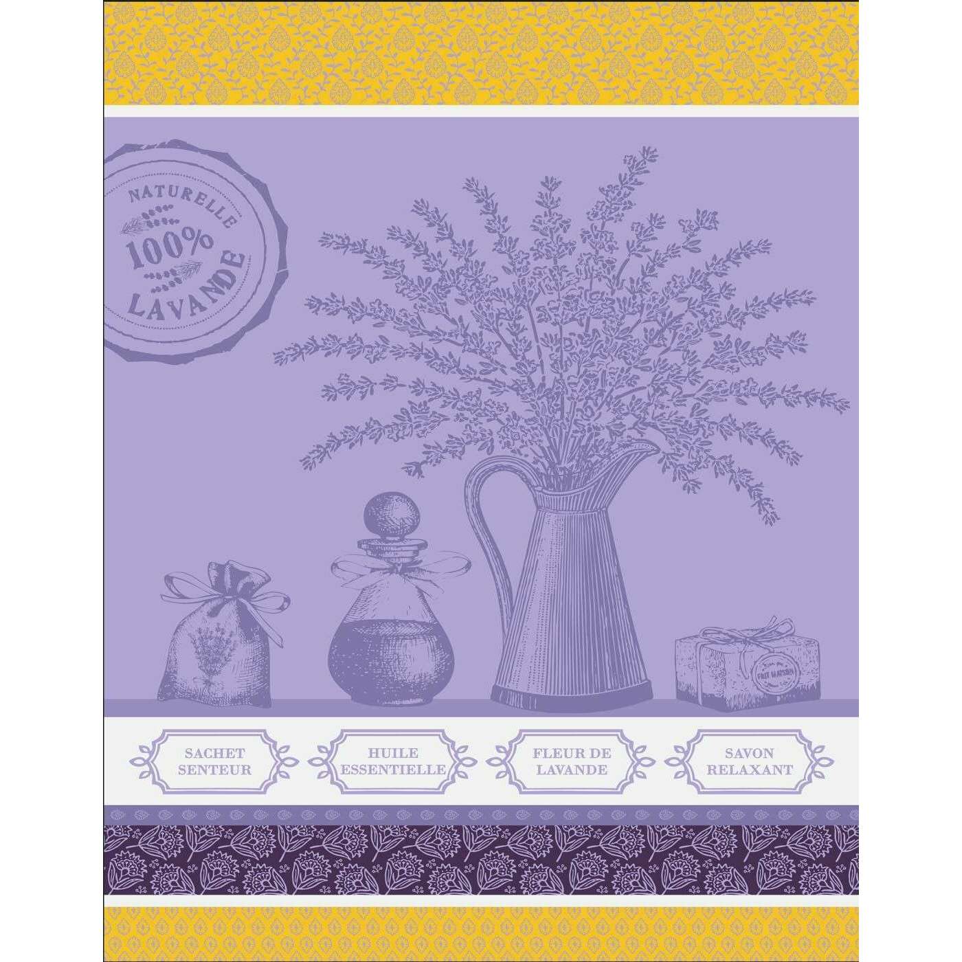 Torchon Fils Teints Violet Lavande 100% Coton 50x70cm - Sud Étoffe