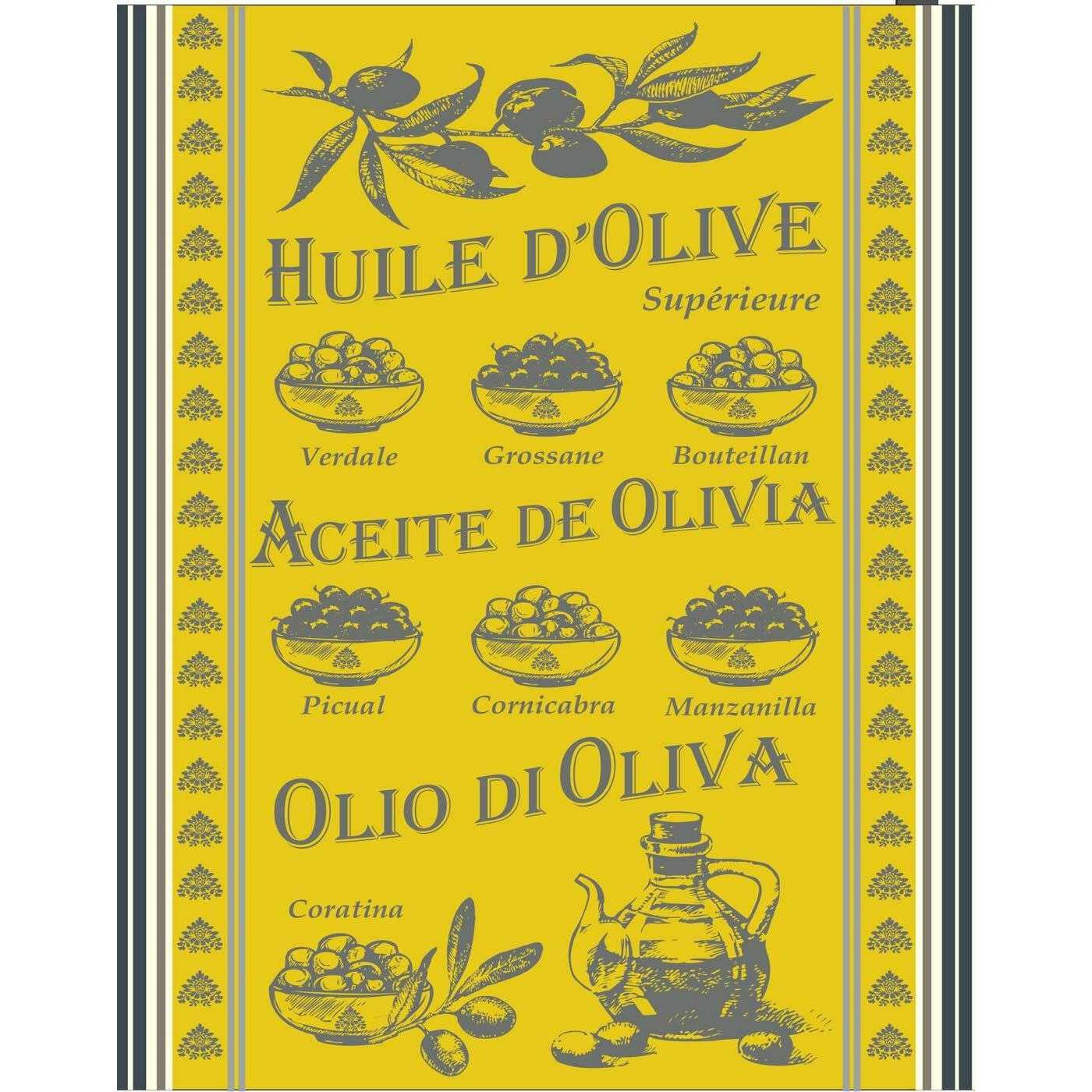 Olive Oil Yellow Yarn Dyed Tea Towel 100% Cotton 50x70cm - Sud Étoffe