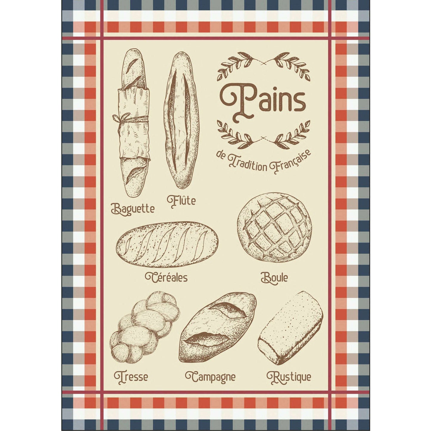 Torchon Fils Teints Pains 100% Coton 50x70cm - Sud Étoffe