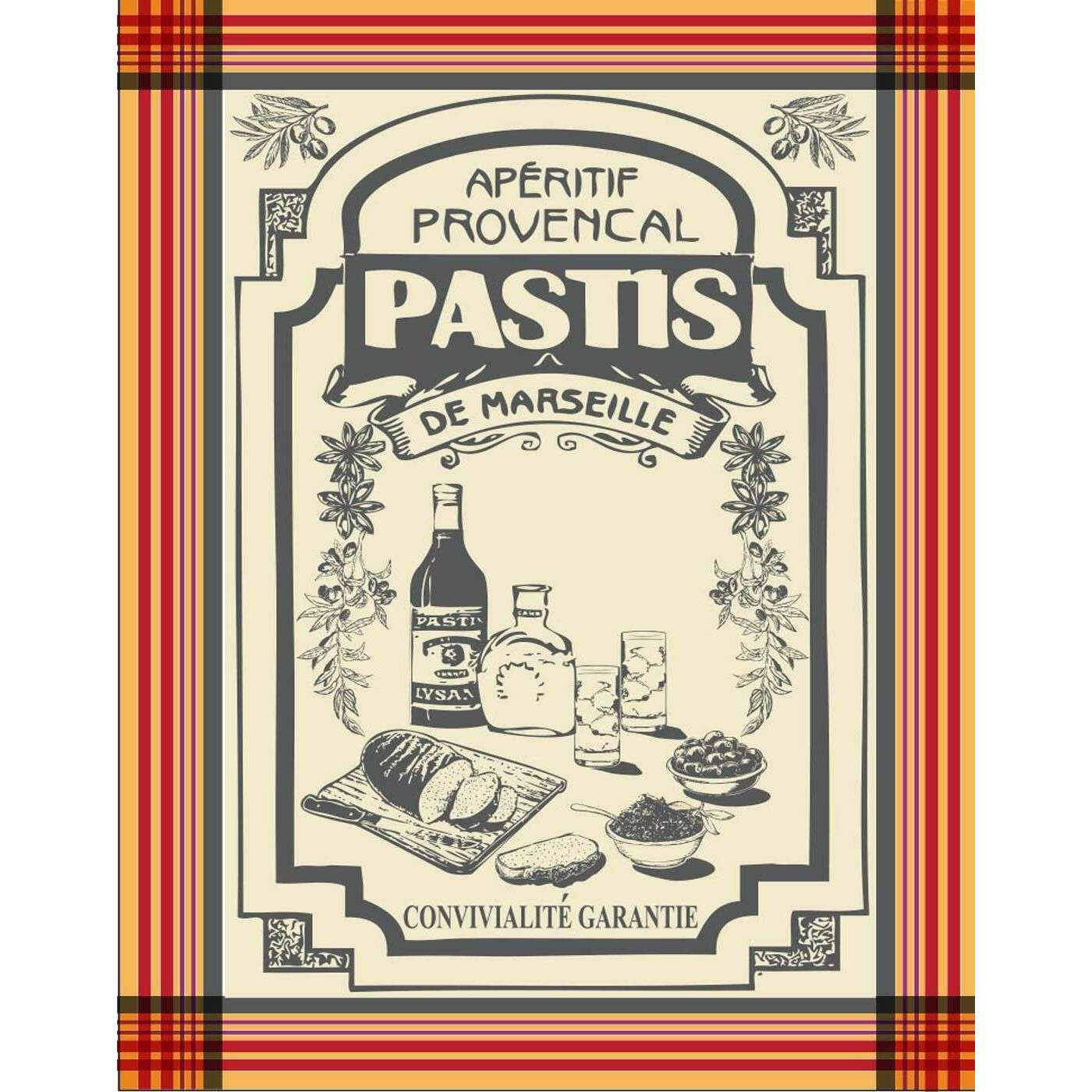 Torchon Fils Teints Pastis 100% Coton 50x70cm - Sud Étoffe