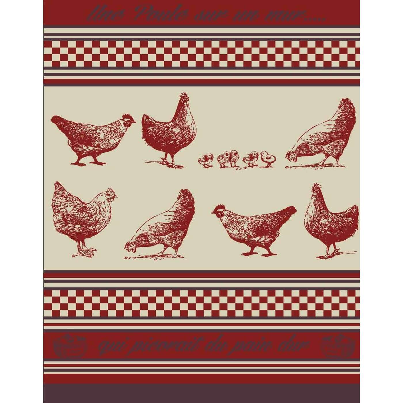 Torchon Fils Teints Poule 100% Coton 50x70cm - Sud Étoffe