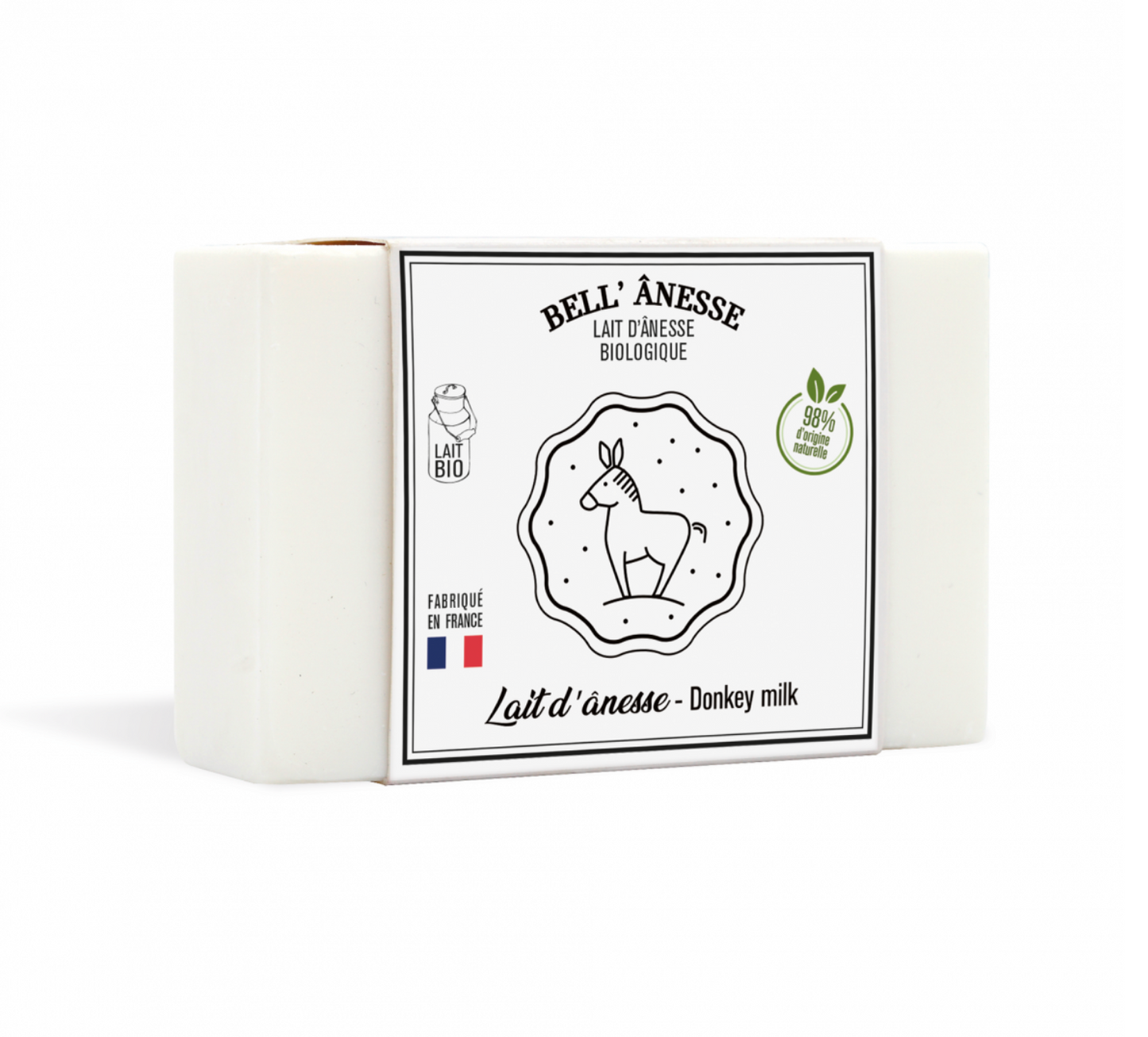 Savon Double Face au Lait d'Ânesse Nature 125g - Bell Ânesse