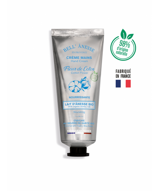 Organic Donkey Milk Hand Cream with Cotton Flower 75ml - Bell Donkey