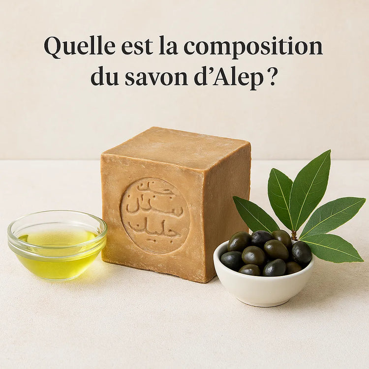 Composition du savon d'Alep : huile d'olive et huile de baie de laurier