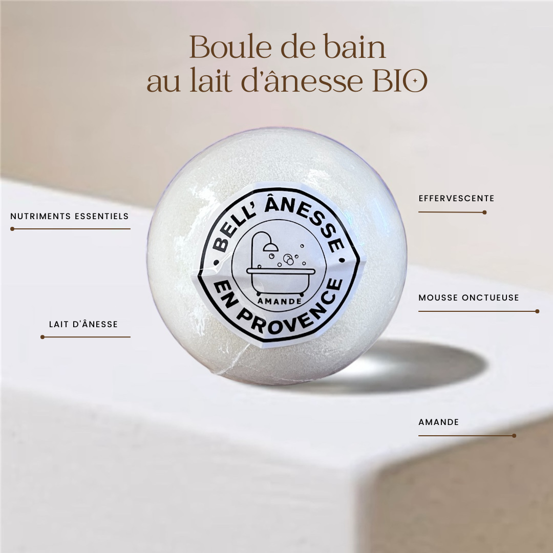 Boule de Bain au Lait d'Ânesse Senteur Amande 180g - Bell Ânesse
