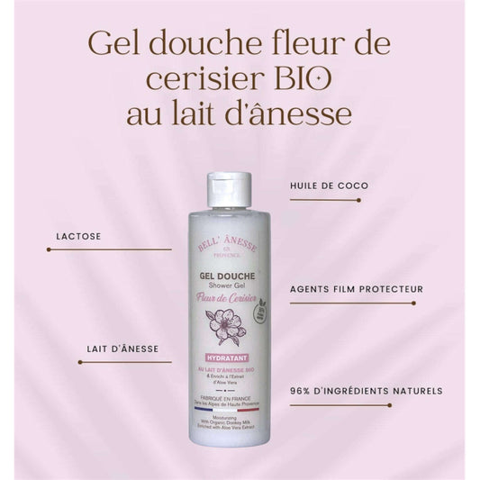 Gel Douche au Lait d'Ânesse Bio Fleur de Cerisier 250ml - Bell Ânesse