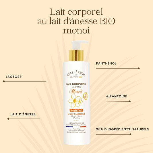 Lait Corporel au Lait d'Ânesse Bio Monoï 250ml - Bell Ânesse