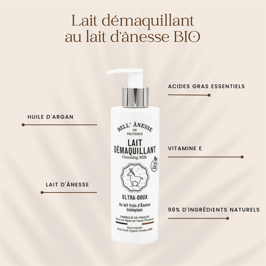 Lait Démaquillant au Lait d'Ânesse Bio 250ml - Bell Ânesse